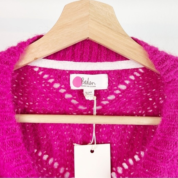 NWT Mini Boden Big Girls Cable Knit Frill Ruffle Alpaca Blend Sweater Pink - Picture 3 of 5